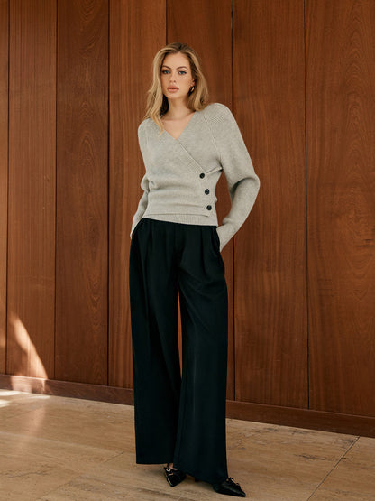 Amara | Button Wrap Slim Sweater