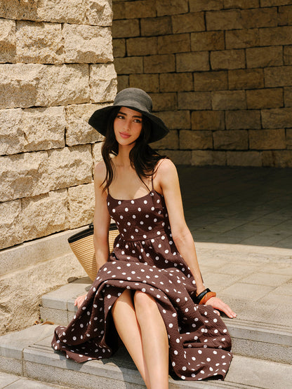 Cotton Backless Polka Dot Dress